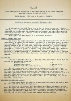 Revue N°1 (num.) - Una Voce - Directives du Comité Directeur (Déc.1964)
