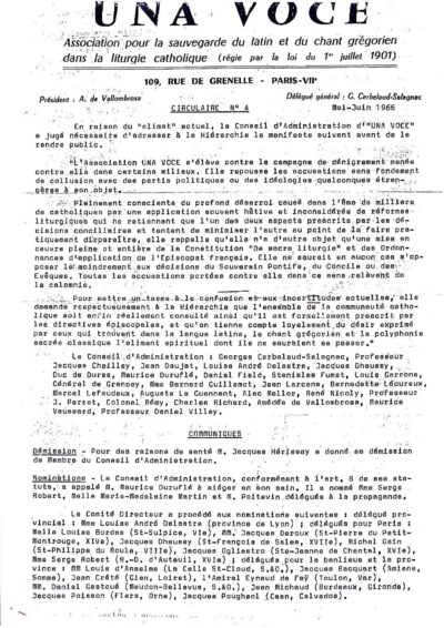 Revue N°4 (num.) - Una Voce - Manifeste à la Hiérarchie