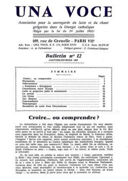 Revue N° 12 (num.) - Una Voce - Croire... ou comprendre?