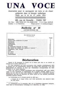 Revue N° 18 (num.) - Una Voce - Déclaration
