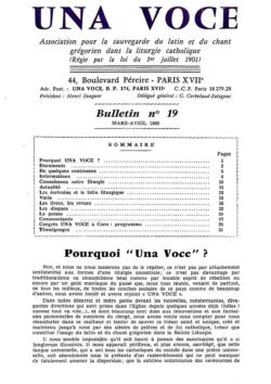 Revue N° 19 (num.) - Una Voce - Pourquoi "Una Voce"?