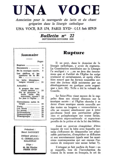 Revue N° 22 (num.) - Una Voce - Rupture