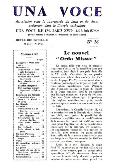 Revue N° 26 (num.) - Una Voce - Le nouvel " Ordo Missae"
