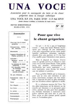 Revue N° 31 (num.) - Una Voce - Pour que vive le chant grégorien