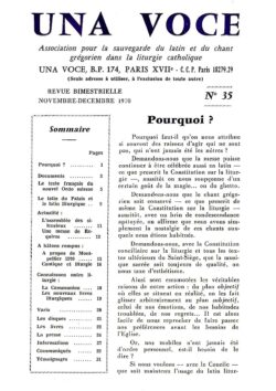 Revue N° 35 (num.) - Una Voce - Pourquoi?
