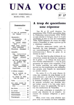 Revue N° 37 (num.) - Una Voce - A trop de questions une réponse
