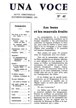 Revue N° 41 (num.) - Una Voce - Les bons et les  mauvais fruits