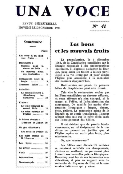 Revue N° 41 (num.) - Una Voce - Les bons et les  mauvais fruits