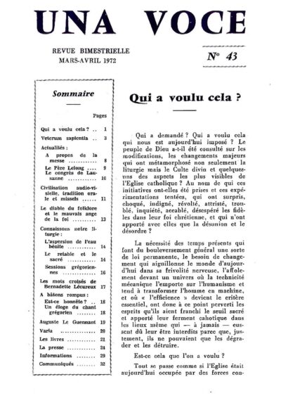 Revue N° 43 (num.) - Una Voce - Qui a voulu cela?