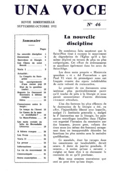 Revue N° 46 (num.) - Una Voce - La nouvelle discipline