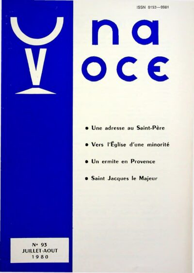 Revue N° 93 (num.) - Una Voce - Une adresse au Saint-Père