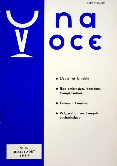 Revue N° 99 (num.) - Una Voce - L'autel et la table