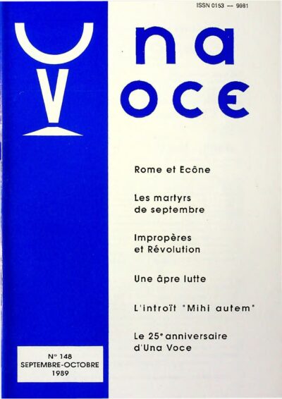 Revue N° 148 (num.) - Una Voce- Rome et Ecône
