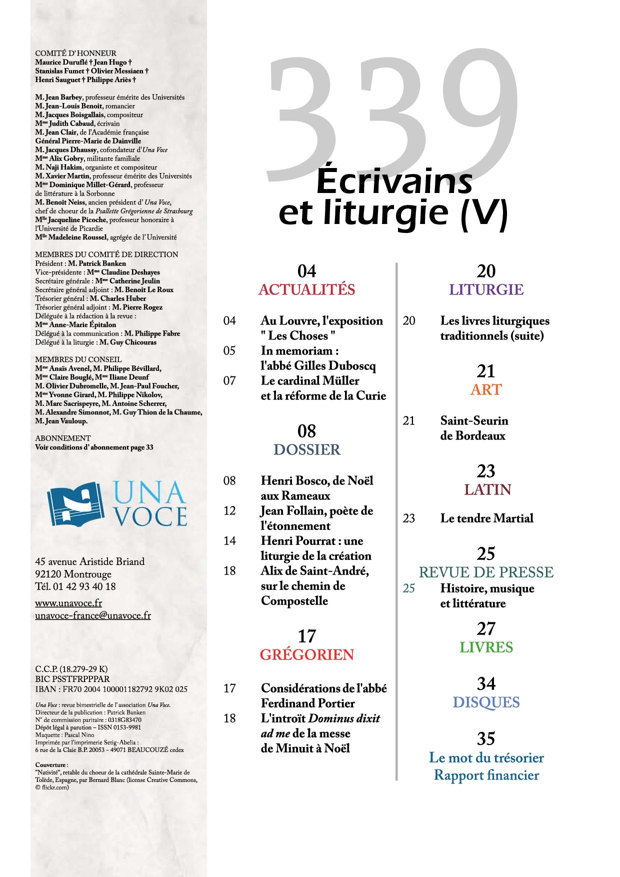 Vte339 Sommaire - Ecrivains et liturgie