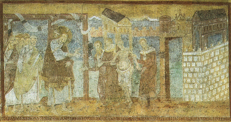 Seizième Dimanche Apres Pentecôte Guérison de l'hydropique Guérison d'un hydropique Fresque du XIe siècle en l’église de Reichenau (Allemagne)