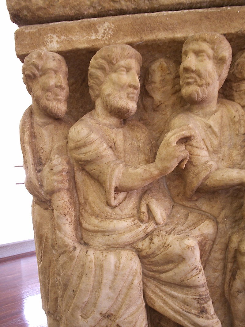 le Sarcophage dogmatique (détail), v. 320-350, Musées du Vatican, Rome.